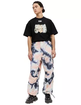 Tie dye nylon cargo trousers