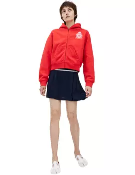 Shortened hoodie with zipper