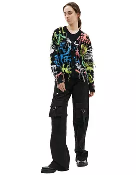 Вязаный кардишан с вышивкой интарсия