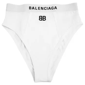 White High Waist Briefs With Logo