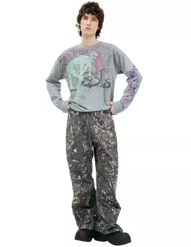 Wide leg trousers with monoprint