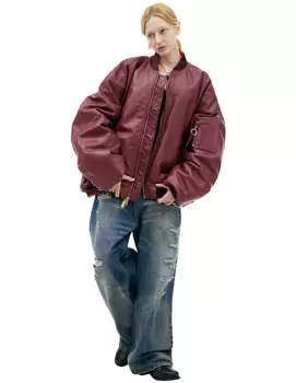 Zippered leather bomber