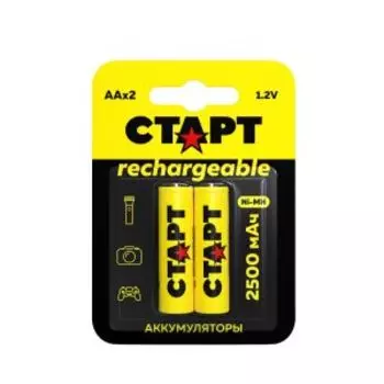 Аккумулятор СТАРТ, 2500 mAh, Ni-MH, HR6, АА, 2 шт