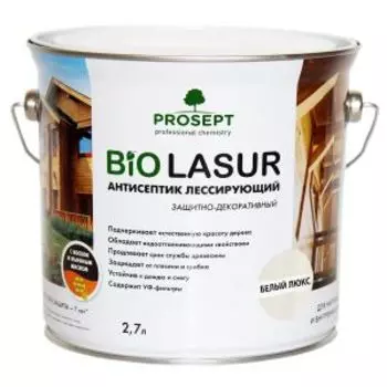 Антисептик лессирующий Prosept Bio Lasur, белый люкс, 2.7 л, готовый состав