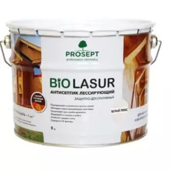 Антисептик лессирующий Prosept Bio Lasur, белый люкс, 9 л, готовый состав