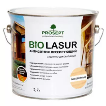 Антисептик лессирующий Prosept Bio Lasur, бесцветный, 2.7 л, готовый состав
