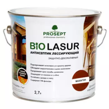 Антисептик лессирующий Prosept Bio Lasur, махагон, 2.7 л, готовый состав