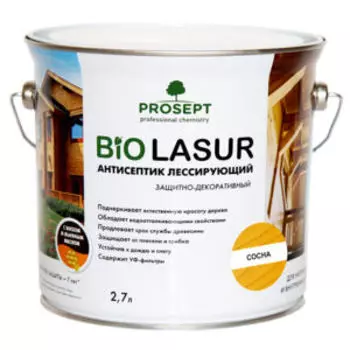 Антисептик лессирующий Prosept Bio Lasur, сосна, 2.7 л, готовый состав