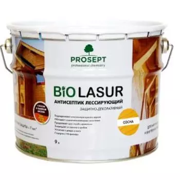 Антисептик лессирующий Prosept Bio Lasur, сосна, 9 л, готовый состав