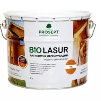 Антисептик лессирующий Prosept Bio Lasur, тик, 9 л, готовый состав