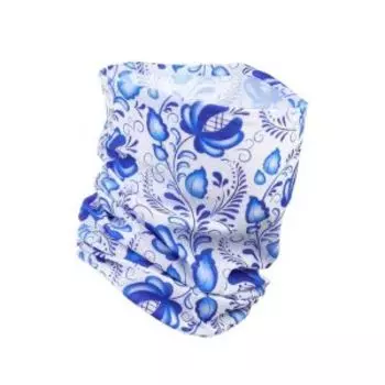 Бафф туристический Гжель для защиты от ветра и пыли, белый с синим