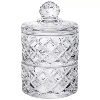 банка д/хранения LEFARD DIAMANT с крышкой 2 яруса 8х14,5 см, 180 мл. каждая, стекло