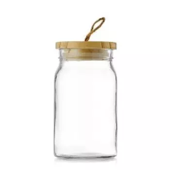 Банка для хранения Ambry с крышкой, 1.1 л, стекло/дерево