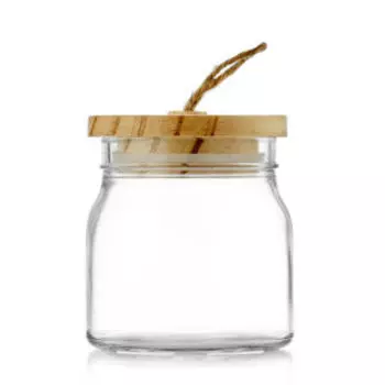 Банка для хранения Ambry с крышкой, 550 мл, стекло/дерево