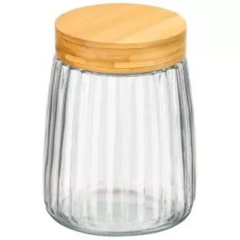 Банка для хранения Elan Gallery Glaskraft с крышкой, 1.35 л, стекло/бамбук