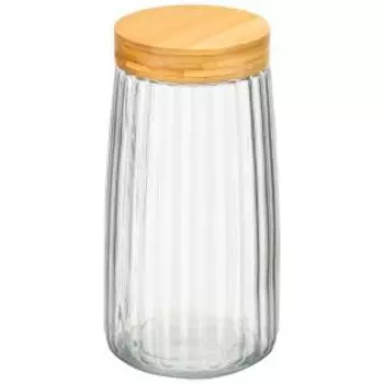 Банка для хранения Elan Gallery Glaskraft с крышкой, 2.2 л, стекло/бамбук