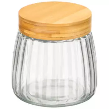 Банка для хранения Elan Gallery Glaskraft с крышкой, 900 мл, стекло/бамбук