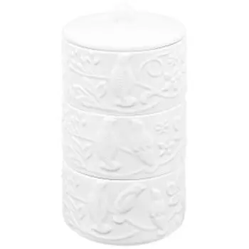 Банка для хранения Elan Gallery Птички на ветке, 3 секции, 400 мл, с крышкой, фарфор