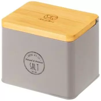 Банка для хранения Elan Gallery Salt, 14х11х11 см, 1.5 л, бамбуковая крышка, металл