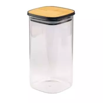 Банка для хранения квадратная Attribute Jar Bamboo, 1.4 л, стекло/бамбук/силикон
