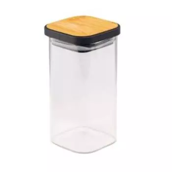Банка для хранения квадратная Attribute Jar Bamboo, 300 мл, стекло/бамбук/силикон