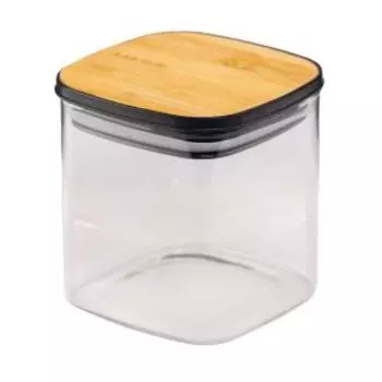 Банка для хранения квадратная Attribute Jar Bamboo, 650 мл, стекло/бамбук/силикон