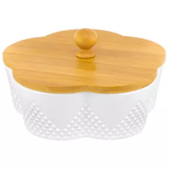 Банка для печенья Цветок Ромбики с крышкой, 900 мл, фарфор/ дерево