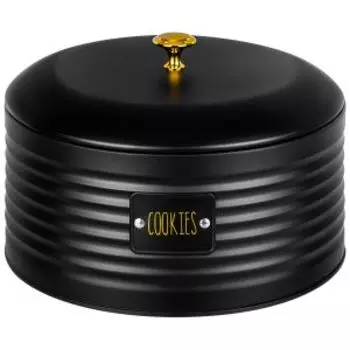 Банка для печенья Elan Gallery Cookies, 3 л, 21 см, с крышкой, черная, металл/силикон