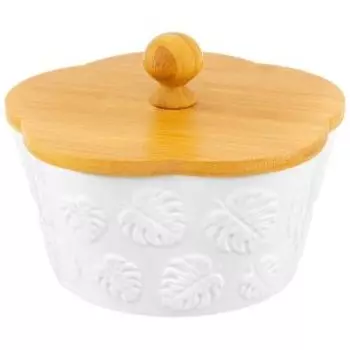 Банка для печенья Тропики, 760 мл, 14.8х11.5 см, фарфор/бамбук