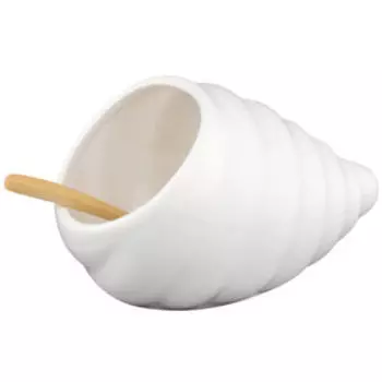 Банка для соли Ракушка с деревянной ложкой, 260 мл, фарфор