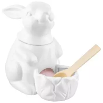 Банка для специй Elan Gallery Заяц, 400 мл, с ложкой, фарфор/бамбук