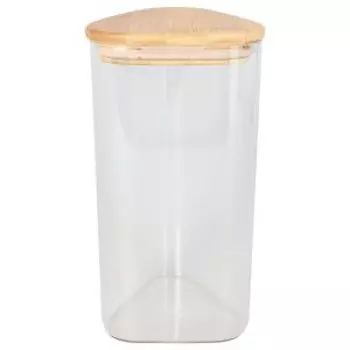 Банка с крышкой Домовой Pyramid, 1100 мл, стекло/бамбук