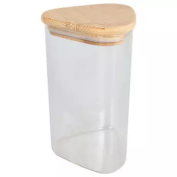 Банка с крышкой Домовой Pyramid, 900 мл, стекло/бамбук