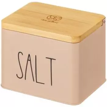банка SALT бежевая 1,5 л, металл/бамбук