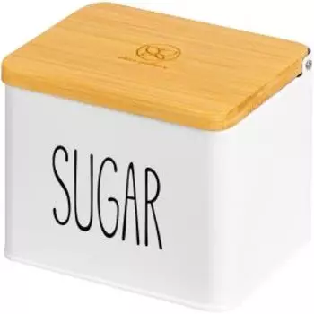 Банка Sugar, 1.5 л, металл/бамбук, белая