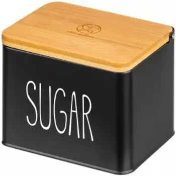 Банка Sugar, 1.5 л, металл/бамбук, черная
