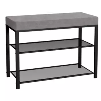 Банкетка Торонто 23S, каркас черный, сиденье серое