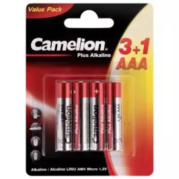 Батарейки Camelion Plus Alkaline 3+1, LR03, 4 шт