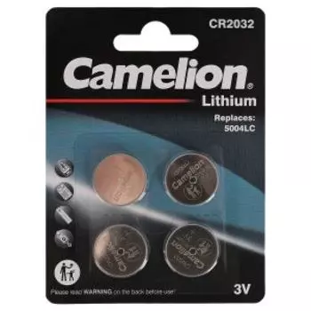 Батарейки литиевые Camelion CR2032 BL-4, 4 шт, 3 В