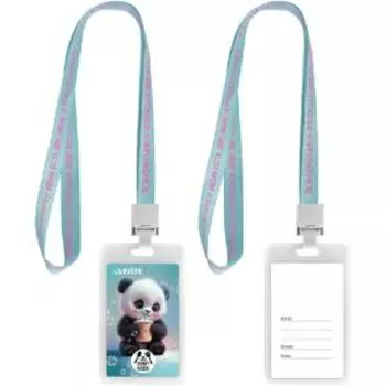 Бейдж школьный пластиковый de VENTE Yummy Panda, 110x65 мм, вертикальный