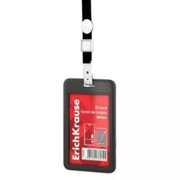 Бейдж вертикальный с лентой ErichKrause, вставка 54х85 мм, в ассортименте