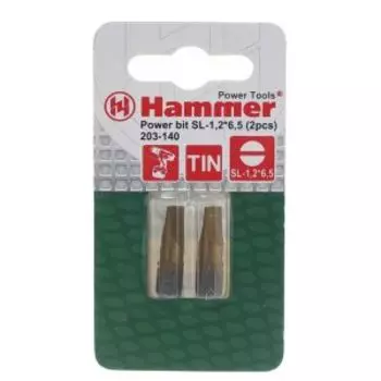 Бита Hammer Flex 203-140 PB, TIN, SL 1.2х6.5 мм, 25 мм, 2 шт
