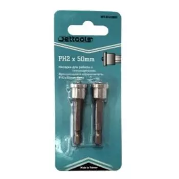 Бита JETTOOLS для гипсокартона с вращающимся ограничителем магнитная, 50 мм, ph2, 2шт