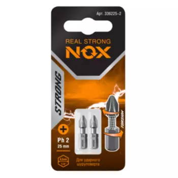 Бита Strong torsion, C6,3, PZ2, 25мм, карта, 2шт