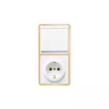 Блок в упаковке одноклавишный, выключатель, розетка с заземлением