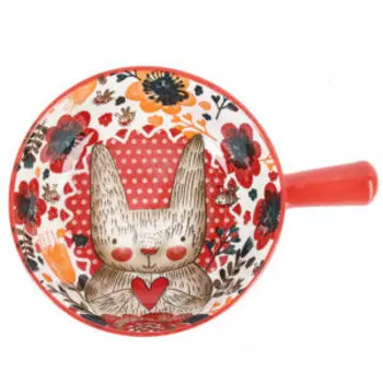 блюдо д/запекания с ручкой NOUVELLE HOME Кошка 22х16х5,5см, фарфор