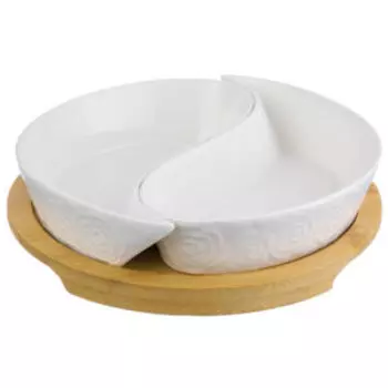 Блюдо для оливок на подставке Инь-Янь, фарфор