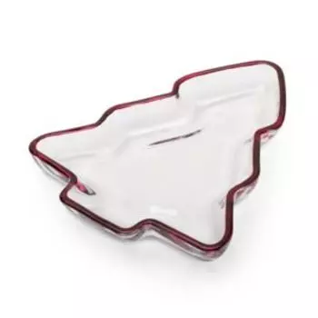 Блюдо Елочка с красной обводской, 20х17 см, стекло