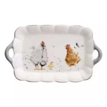 Блюдо Lefard Funny Hens, 23.5х14х2.5 см, с ручками, керамика