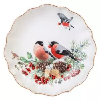 Блюдо Lefard Морозко Снегири, 16х3.5 см, фарфор